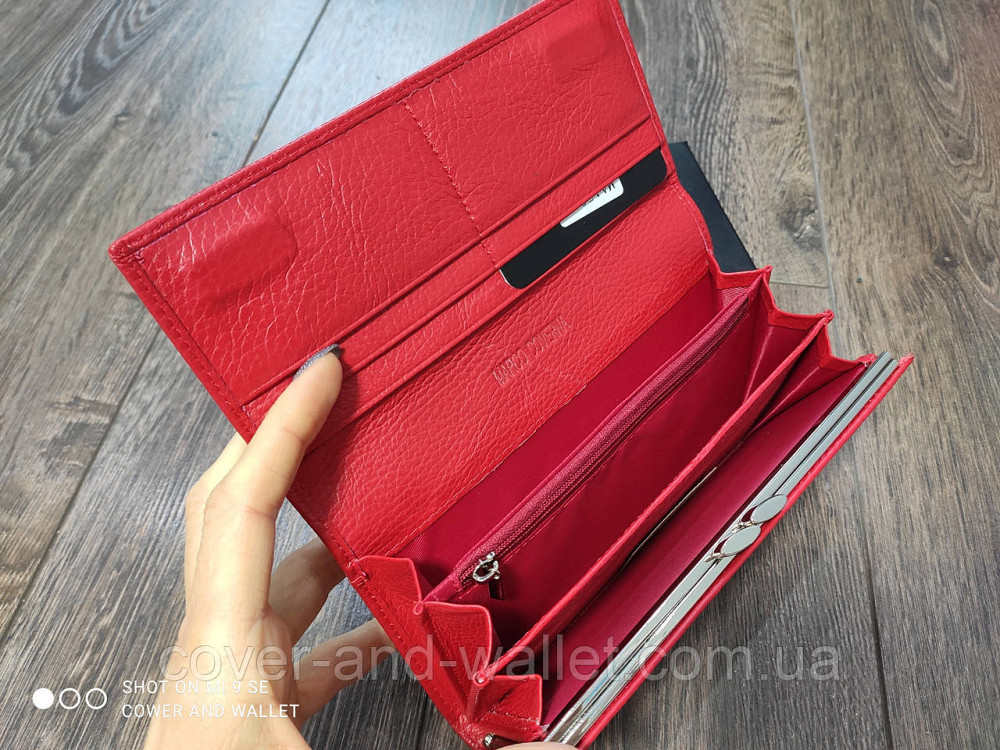 Жіночий шкіряний гаманець на магнітах червоного кольору Marco Coverna MC 1411 Київ - фото 3