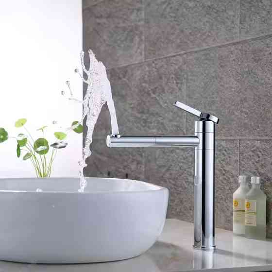 Змішувач для умивальника, раковини одноважільний з латуні, сріблястого кольору Кам'янець-Подільський