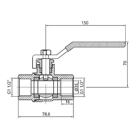 Кран кульовий Thermo Alliance Standart 1 1/2" ВР для газу (важіль) SD600NG40PN40 Київ