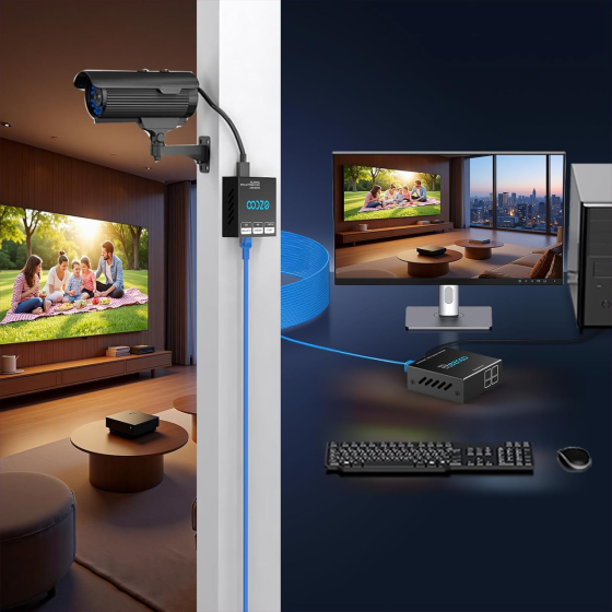 USB-удлинитель EX50-USB через Cat5e/Cat6 до 50 м, 4 порта USB 2.0, RJ45, 480 Мбит/с, Plug and Play, для камер и ПК, черный Киев