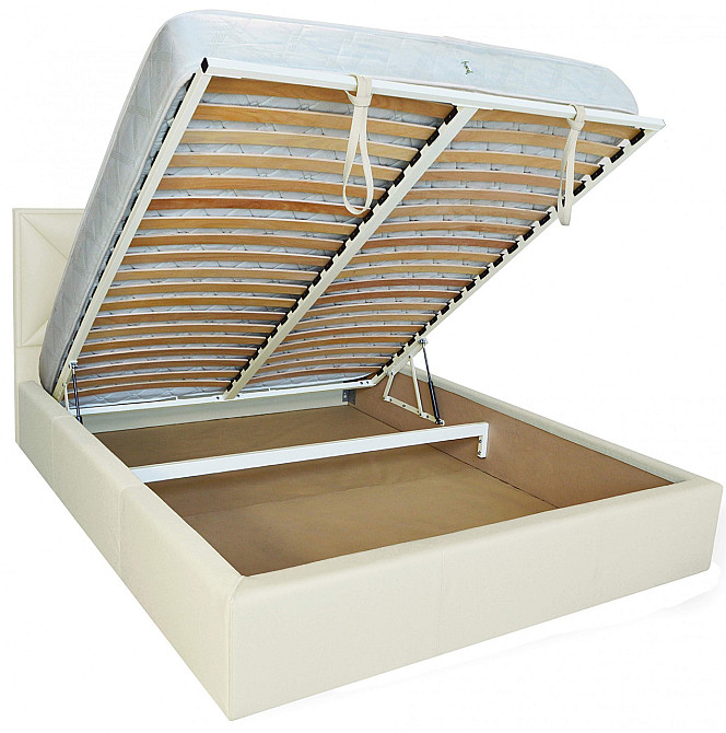 Кровать Двуспальная Leeds Comfort 180 х 190 см Fly 2200 A1 С подъемным механизмом и нишей для белья Белый Киев - изображение 4