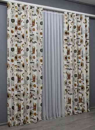 Комплект готових фото-штор VR-Textil Coffee-House № 1497ш Різнобарвний 150х275 см 2 шт (33-0396) Київ