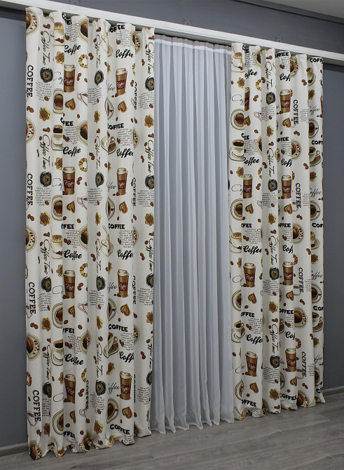 Комплект готових фото-штор VR-Textil Coffee-House № 1497ш Різнобарвний 150х275 см 2 шт (33-0396) Київ - фото 3