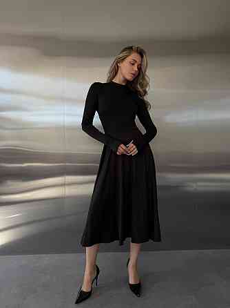 Женское стильное вечернее миди платье из микродайвинга Черный, 42/44 Одесса