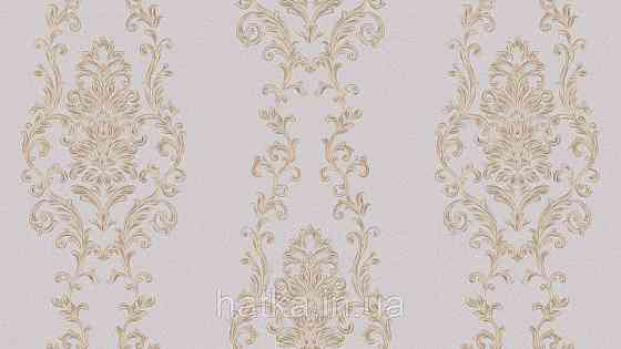 Шпалери метрові вінілові на флізеліні Sintra Classic класика вензелю візерунки структурні золотисті на кремовому 454732 Київ