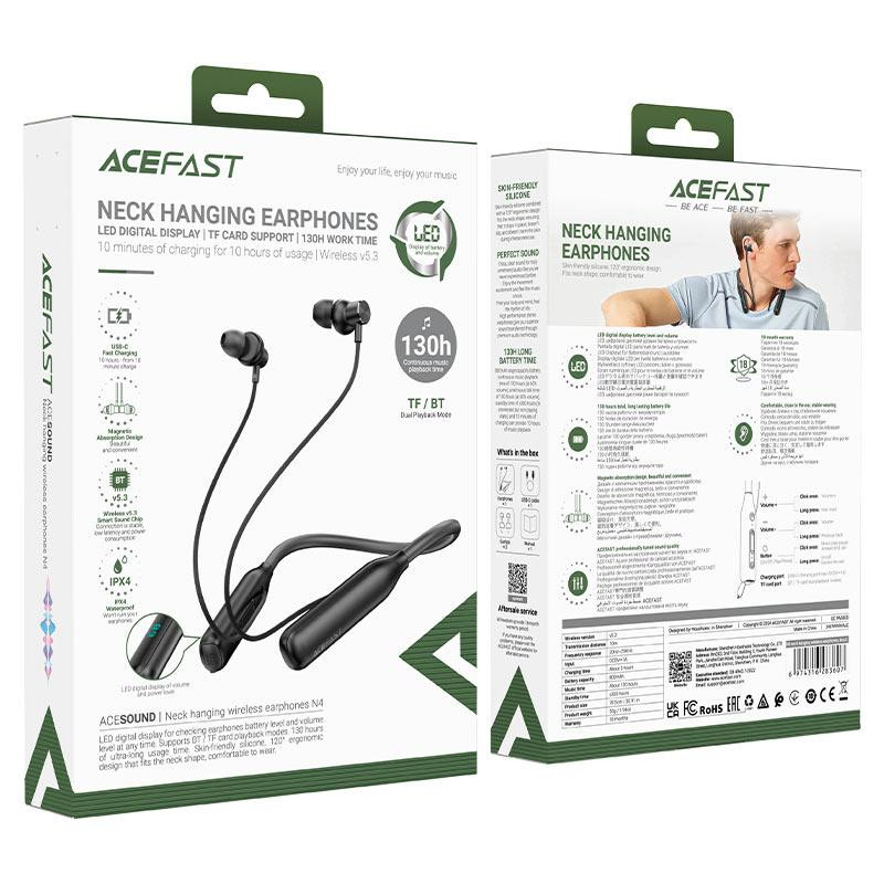 Беспроводные спортивные наушники ACEFAST N4 neck hanging wireless earphones Black Одесса - изображение 2