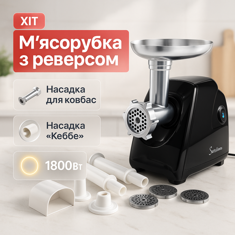 Электромясорубка шнековая с насадками Suntera, Электромясорубка для кухни, Мясорубка с легкой чисткой KX-70 Львов - изображение 14