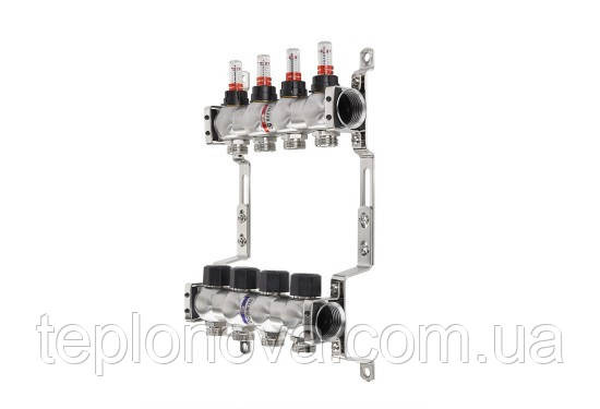 Колектор нержавійка на 4 пари виходів "Raftec" RC-03 для Теплої Підлоги з розходомірами Чернівці - фото 7