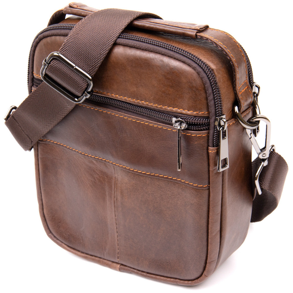 Компактний месенджер на два відділення чоловічий Vintage 20396 Коричневий Київ - фото 9