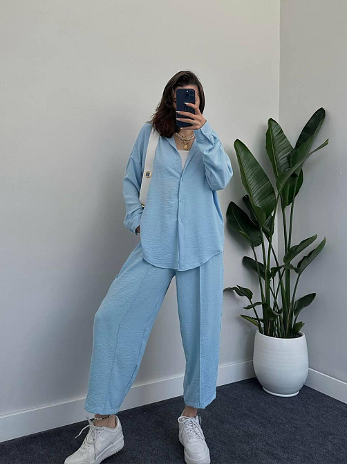 Женский легкий брючный костюм двойка: рубашка и брюки американский креп Одесса - изображение 4