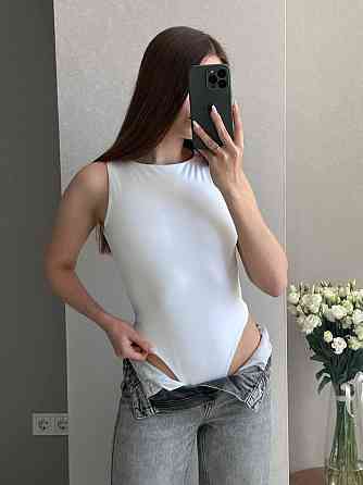 Жіночий базовий повсякденний боді з подвійної тканини мікродайвінг Білий, 44/46 Одеса