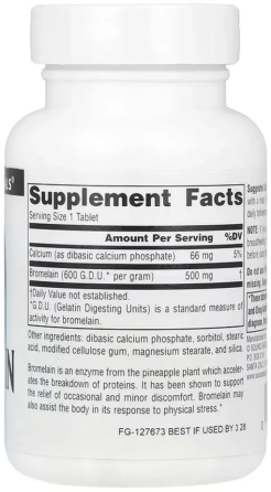 Бромелайн для травлення Source Naturals Bromelain 60 таб Київ