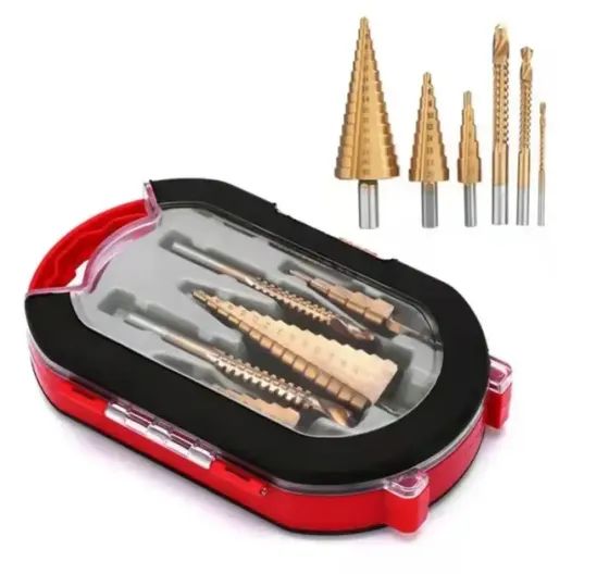 Набор ступенчатых сверл с титановым покрытием 6 штук в кейсе Коломия