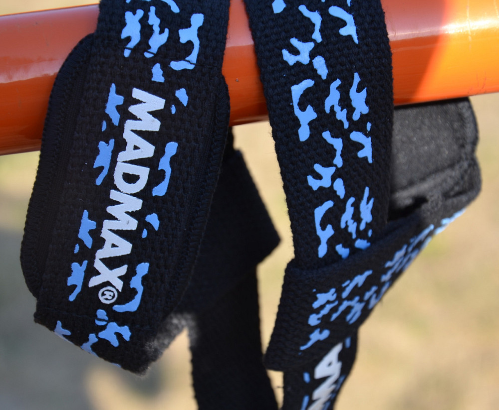 Лямки для тяги MadMax Camo Power Wrist Straps Camo/Light Blue Київ - фото 10