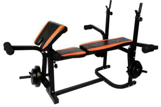 Лавка для жиму + Штанга 115 кг Гантелі, гирі, штанги та диски граниліт набір Київ