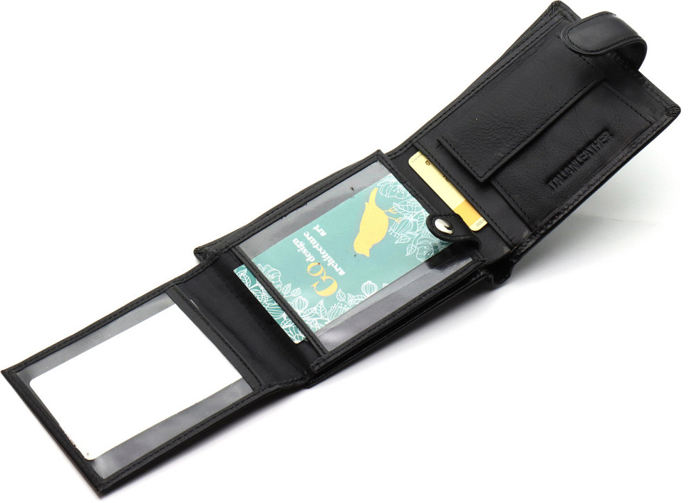 Чоловіче портмоне з натуральної шкіри ST Leather Чорне Київ - фото 9