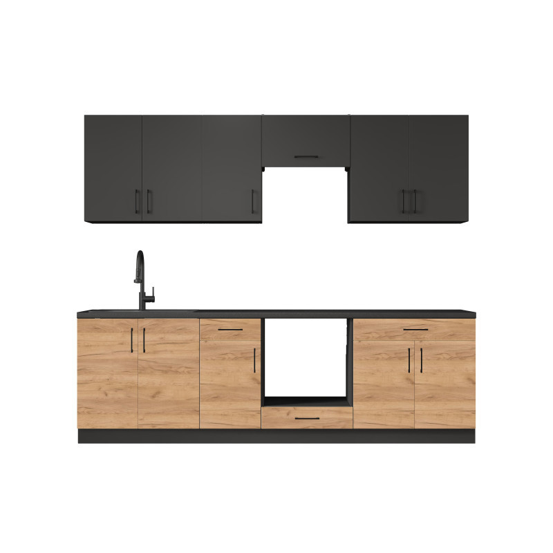 Кухня модульна Эверест Оптима набор №6 Антрацит+Дуб крафт золотой 2,6 м (без столешницы) (DTM-5715) Львов - изображение 2