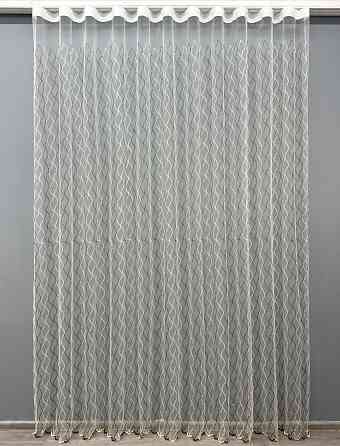 Тюль VR-Textil 1837т Фатин с вышивкой и люрексом Молочный с венге 300х270 см (40-191) Киев