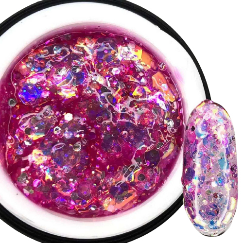 ГЛИТТЕРНЫЙ ГЕЛЬ SAGA PROFESSIONAL GALAXY GLITTER 08 ПРОЗРАЧНЫЙ с розовыми частями Киев