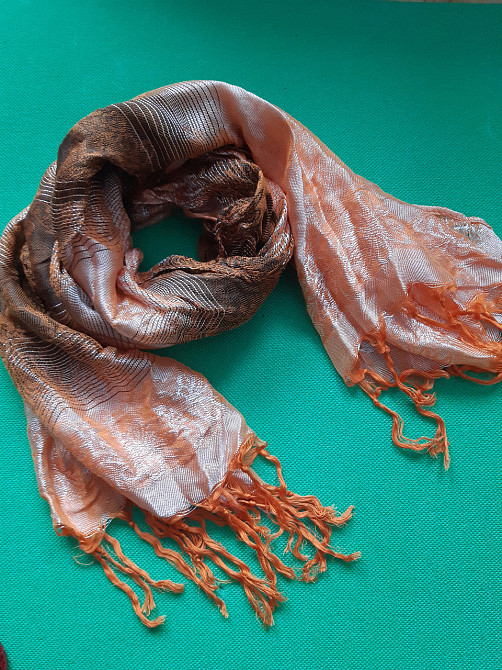 Шарф оранжевый женский - размер шарфа приблизительно 160*60см, 100% полиэстер Киев - изображение 1