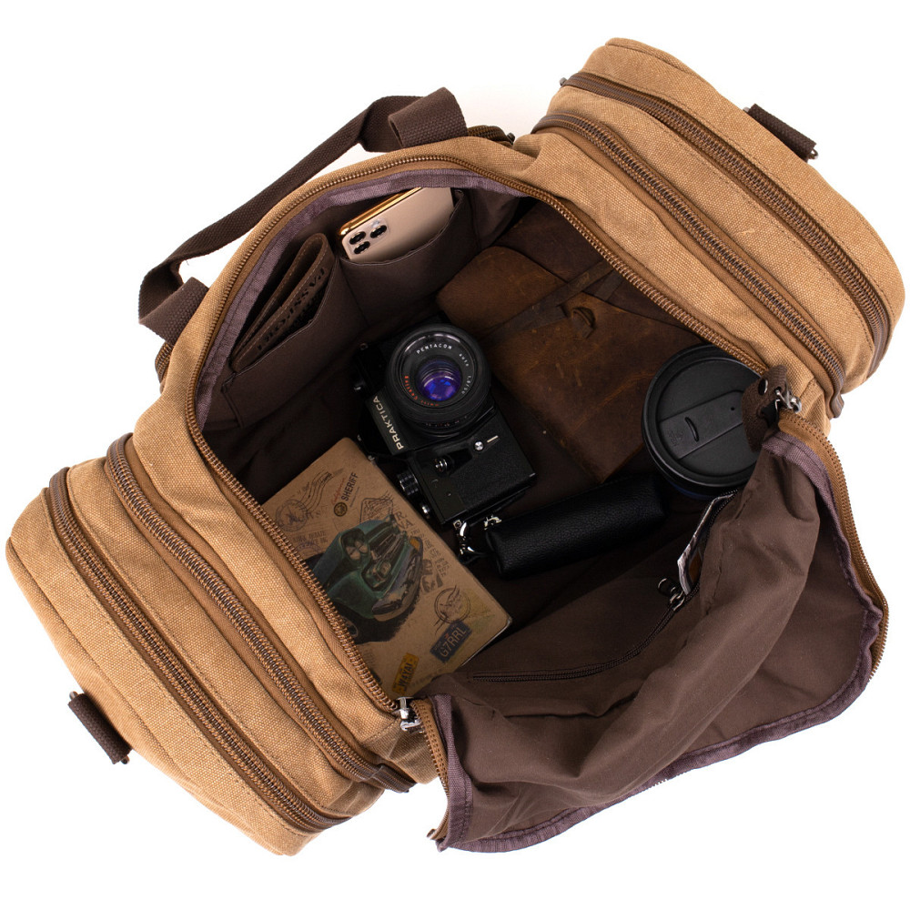 Дорожня сумка текстильна Vintage 20666 Коричнева Київ - фото 6