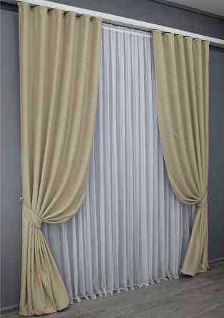 Комплект готових штор VR-Textil Блекаут Midnight № 1222ш Кремовий 200х290 см 2 шт (32-098) Київ