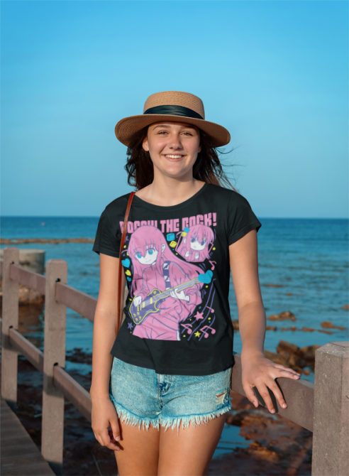 Футболка для хлопчика з аніме принтом Хіторі Готоу Боккхі Рокк оверсайз (зріст від 165 до 180) Чорний AnimeJ0630m Дніпро - фото 3