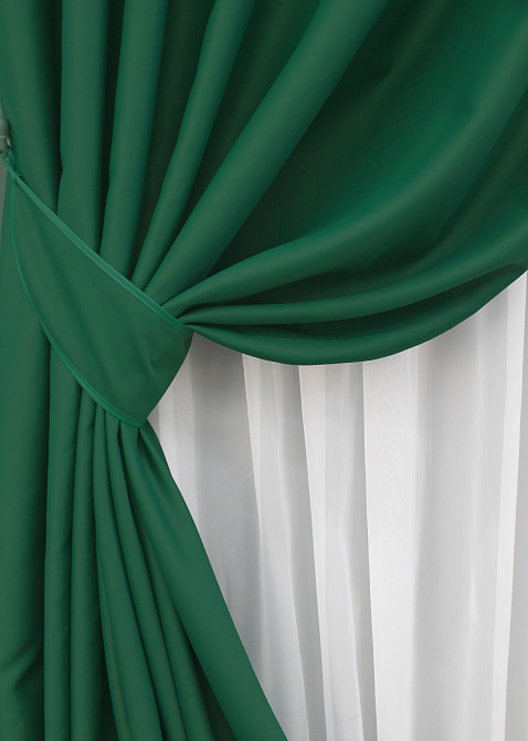 Комплект готовых штор VR-Textil Блэкаут Midnight № 1398ш Зеленый 100х290 см 2 шт (31-787) Киев - изображение 5