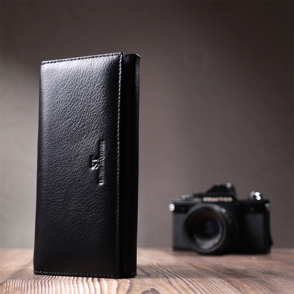 Класичний жіночий гаманець з натуральної шкіри ST Leather 22676 Чорний Київ - фото 10