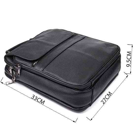 Мужская сумка с ручкой для переноса в руке из натуральной кожи Vintage 23026 Черный Киев