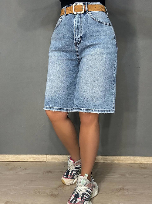 Шорти жіночі джинсові Vanver 2039 бермуди з ременем блакитні, блакитний, 28, 28, 75 см, 100 см Київ - фото 1