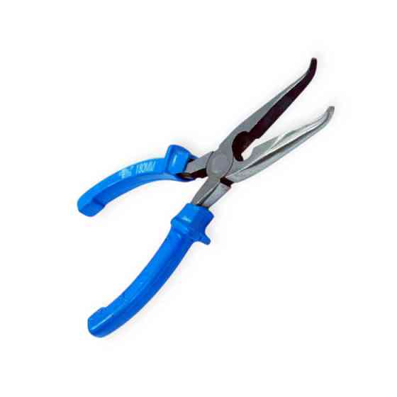 Длинногубцы изогнутые 180 мм синие ручки Мукачево