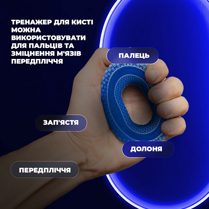 Еспандер кистьовий силіконовий PowerPlay PP-4333 Hand Grip Light 15 кг. Синій Кам'янське - фото 8