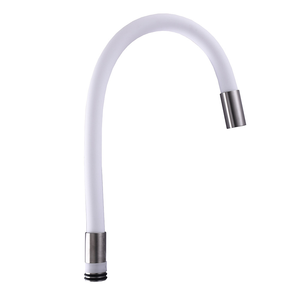 Вилив змішувача SPLR-3-WH для кухні SUS304 Гофрований , силікон БІЛИЙ , монтаж в корпус Тернополь - изображение 1