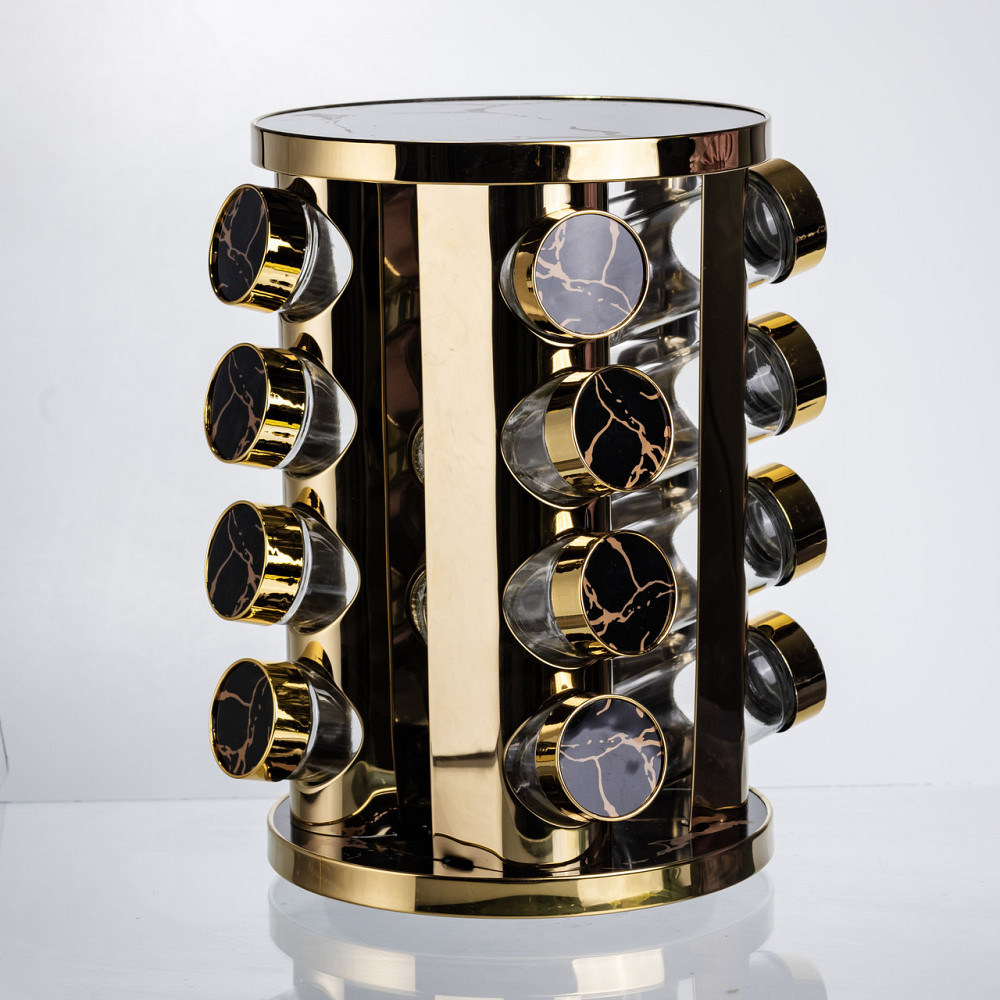 Карусель для специй 16 баночек черный мрамор Киев - изображение 2