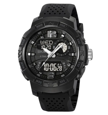 Часы мужские наручные спортивные Skmei 2163 с двойным дисплеем и подсветкой (Черный) Винница