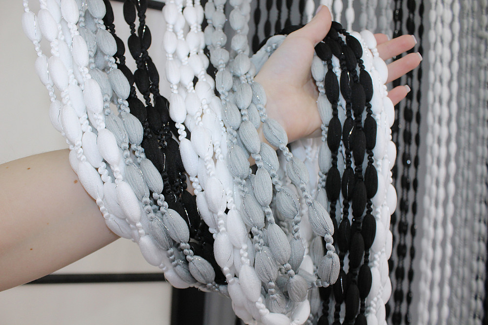 Шторы-нити Шинил с люрексом 300х300 см Белый с серо-черным (61-041) Киев - изображение 7