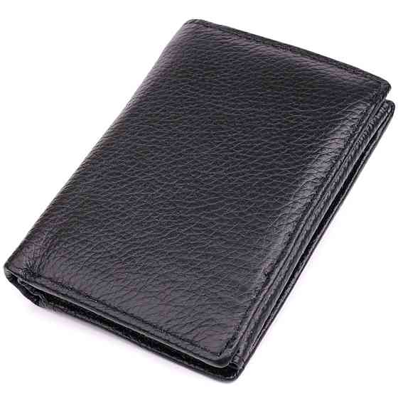 Вертикальный мужской кожаный кошелек в два сложения Vintage sale_15091 Черный Киев