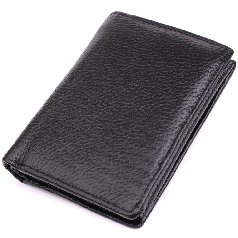 Вертикальний чоловічий шкіряний гаманець у два складання Vintage sale_15091 Чорний Київ - фото 1