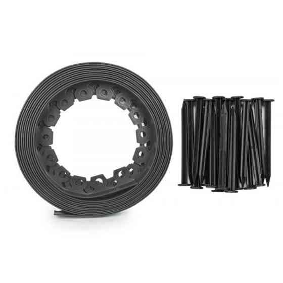 Бордюр газонний 40мм х 10м з комплектом кілків, EASY BORDER, графіт, OBEGY4010SET Київ