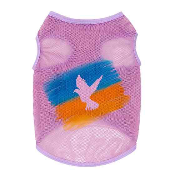 Майка для собак WAUDOG Clothes малюнок "Флаг", сітка, S, B 30-33 см, C 18-21 см рожевий Вінниця