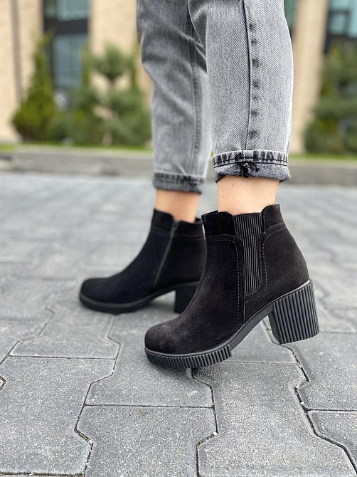 Черевики жіночі VESNA чорні замша натуральна висота 12см каблук 7см (5029) Коломыя - изображение 8