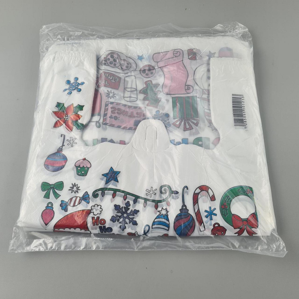 Пакеты "майка"(28+2*7,5х50) с  изображением НГ "Happy" (100 шт) Харьков - изображение 2