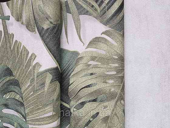 Шпалери вініл на флізеліні гарячого тиснення DU&KA Natura1.06х10 листя монстери пальми зелені салатові Київ