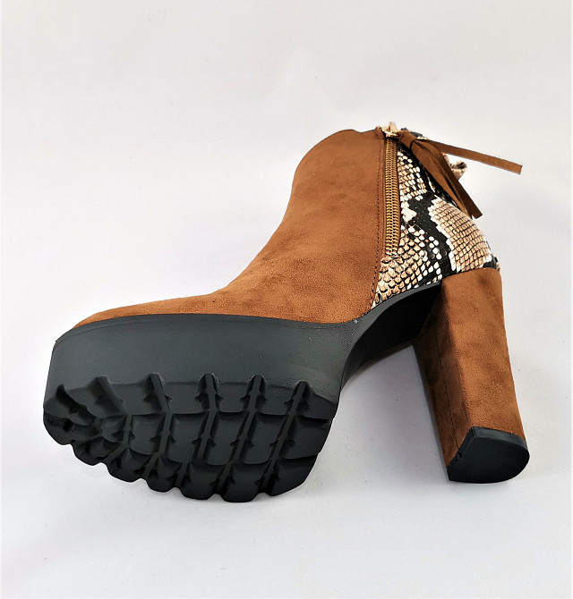 Жіночі Черевики Руді на Каблуку та Платформі Замшеві Модельні Ботильйони (розміри: 39) - 24 Дніпро - фото 5