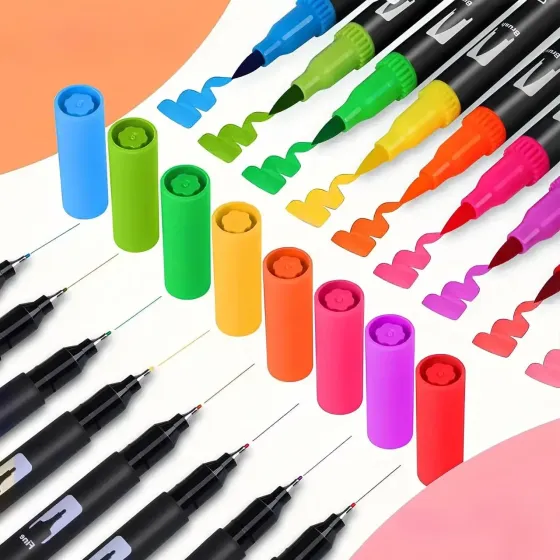 Набор двусторонних скетч-маркеров 60шт, Color pencil / Детский набор для рисования / Акварельные маркеры кисти Киев