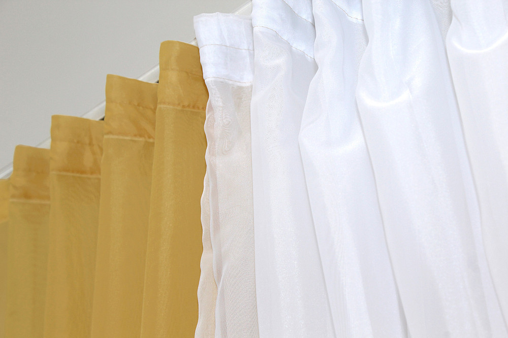 Кухонные шторки VR-Textil № 096к с подвязками золотистый с белым 400х170 см (52-0403) Киев - изображение 4