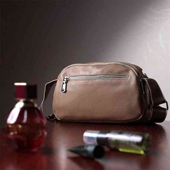 Сумка на кожен день із двома відділеннями з натуральної шкіри Vintage 22594 Бежевий Київ