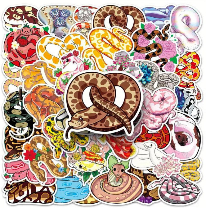 Наклейки стікери змії. Водонепроникні вінілові естетичні наклейки із зміями для пляшки води, комп'ют Київ - фото 2