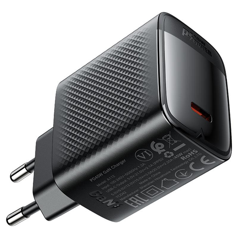 Мережевий зарядний пристрій ACEFAST A112 PD45W GaN single USB-C charger (EU) Black Одеса - фото 4